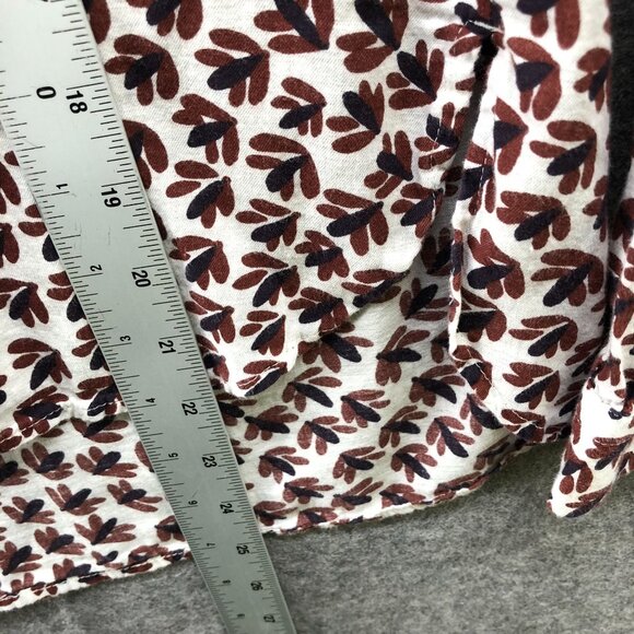 Loft The Softened Shirt Womens XS Brown White Leaf Print Long Sleeve Popover - Picture 7 of 8